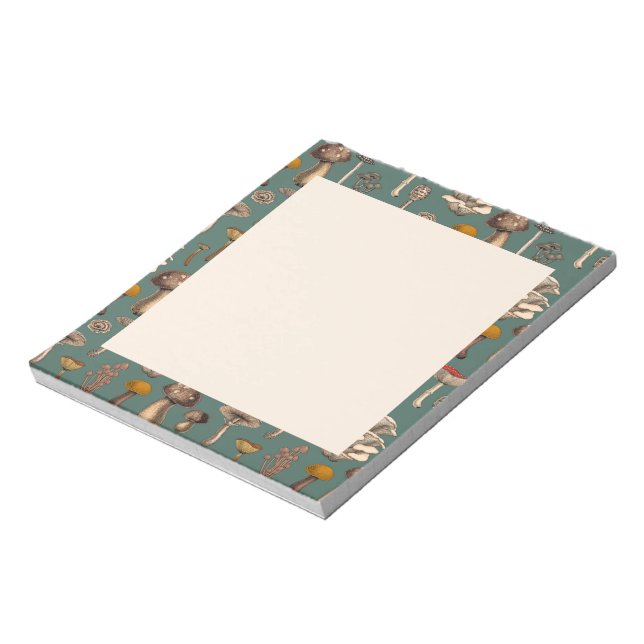 Wild Mushrooms  on pine green Notebook Notepad (Rotated)