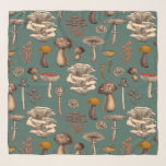 Wild Mushrooms  on pine green Scarf<br><div class="desc">Various hand -drawn wild mushrooms,  vector pattern</div>