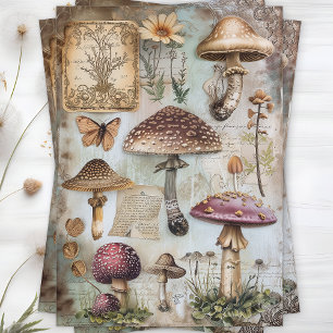 WILD MUSHROOMS POSTER DECOUPAGE TISSUE PAPER