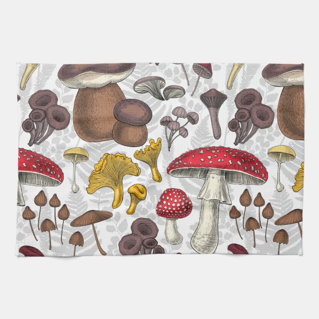 Wild mushrooms tea towel (Horizontal)