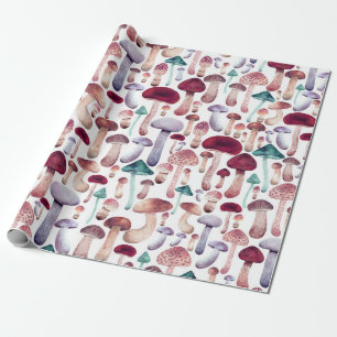 Wild Mushrooms Watercolor Illustration Wrapping Paper