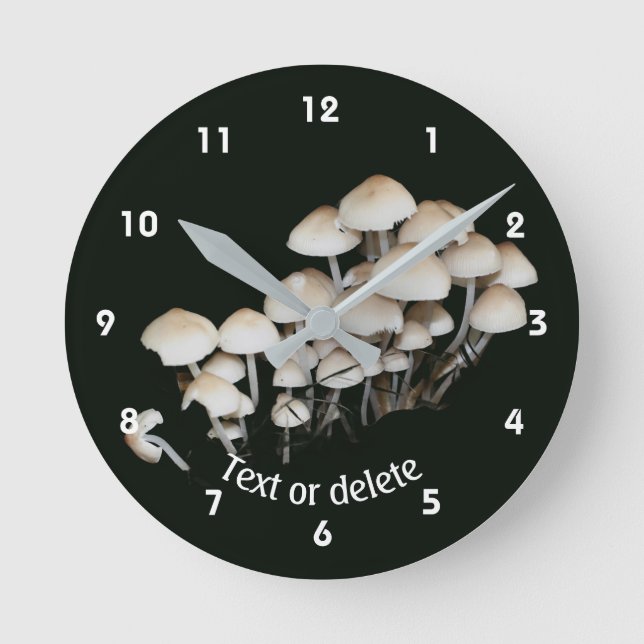 Wild Mushrooms Woodland Personalised Round Clock (Front)
