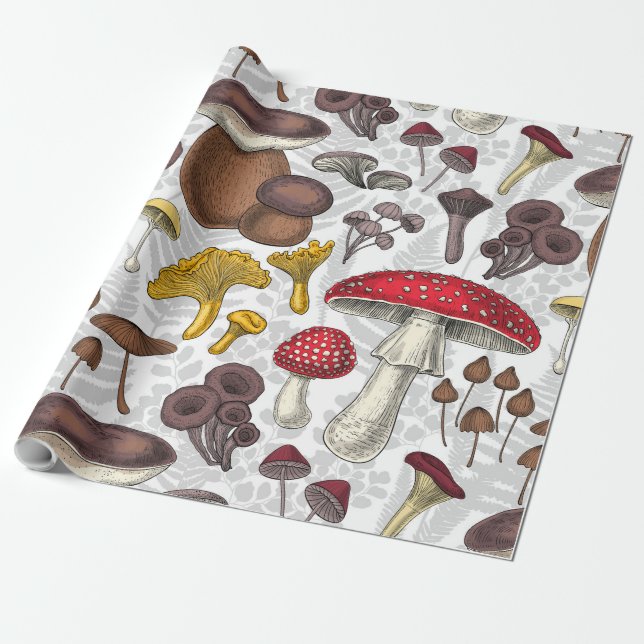 Wild mushrooms wrapping paper (Unrolled)