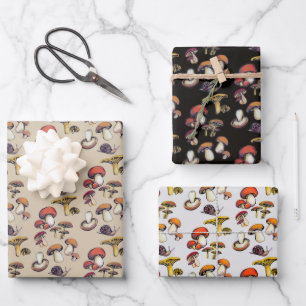 Wild mushrooms wrapping paper sheet