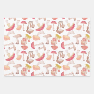 Wild mushrooms wrapping paper sheets