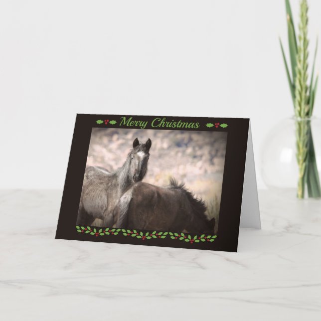 Wild Mustang Christmas Holiday Card (Front)
