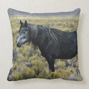 Wild Mustang Horse in the Desert Cushion