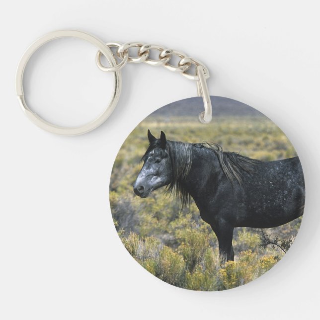 Wild Mustang Horse in the Desert Key Ring (Front)