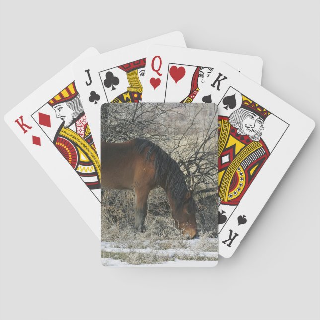 Wild Mustang Horse in the Snow 1 Playing Cards (Back)