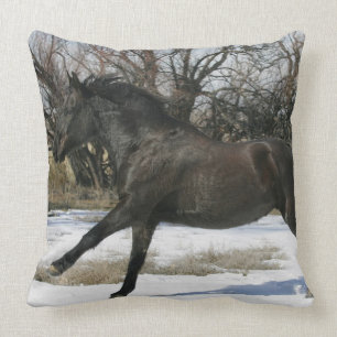 Wild Mustang Horse in the Snow 2 Cushion