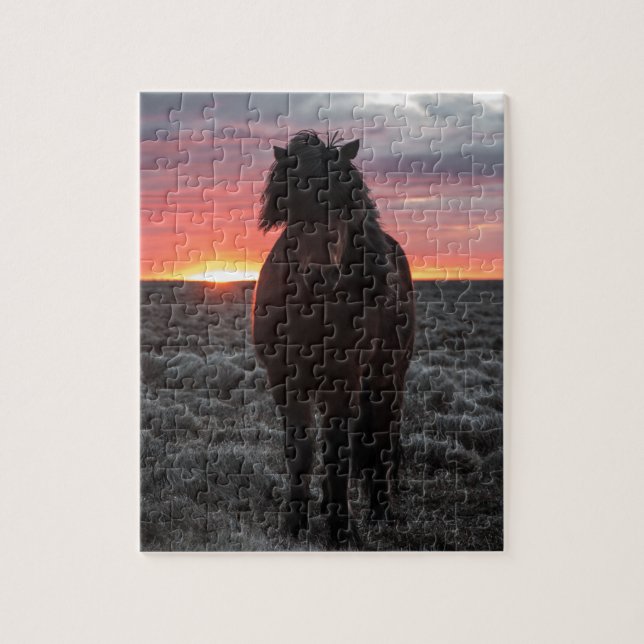 Wild Mustang Horse in the Sunset Jigsaw Puzzle (Vertical)