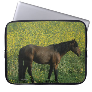 Wild Mustang Horse Standing in Flowers Laptop Sleeve
