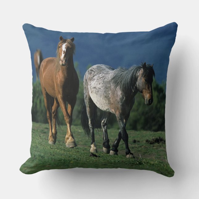 Wild Mustang Horses Cushion (Front)