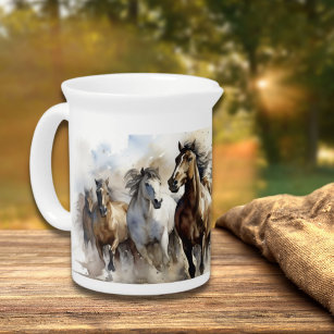 Wild Mustang Horses Equestrian Wild West Pitcher