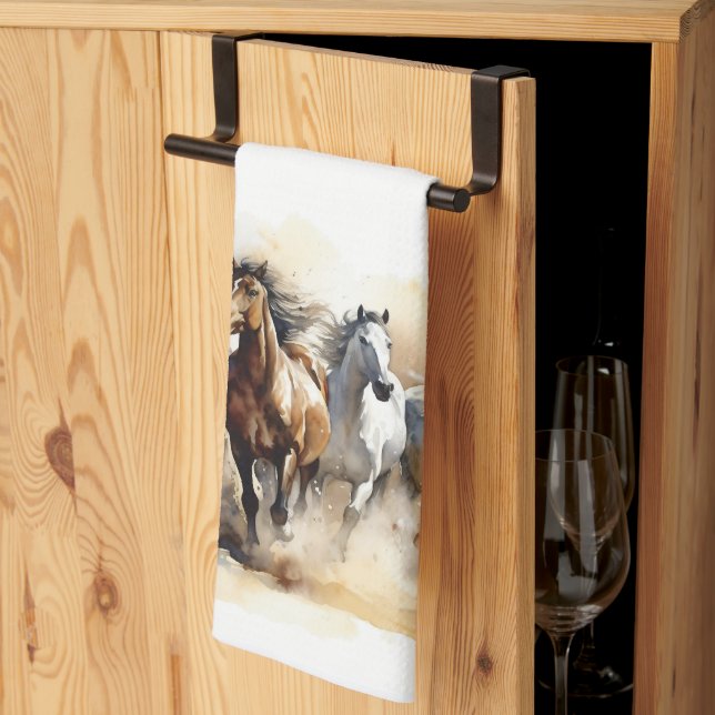 Wild Mustang Horses Equestrian Wild West Tea Towel (Thirds Fold)
