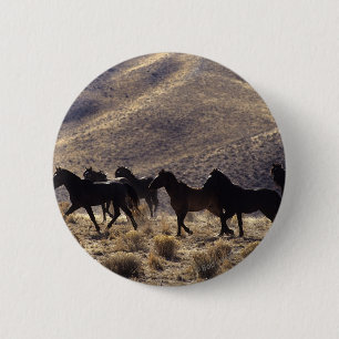Wild Mustang Horses in the Desert 1 6 Cm Round Badge