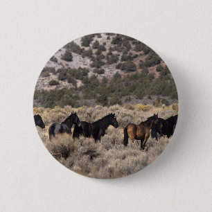 Wild Mustang Horses in the Desert 2 6 Cm Round Badge