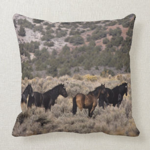 Wild Mustang Horses in the Desert 2 Cushion