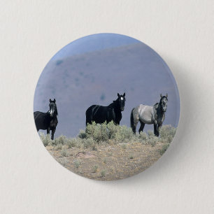 Wild Mustang Horses in the Desert 3 6 Cm Round Badge