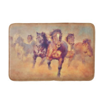 Wild Mustang Horses Stampede Watercolor