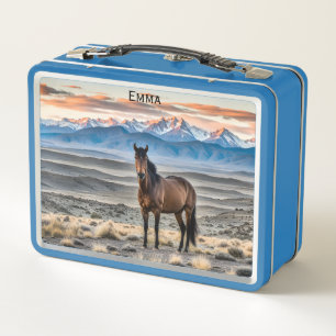 Wild Mustang Kid or Adult Metal Lunch Box