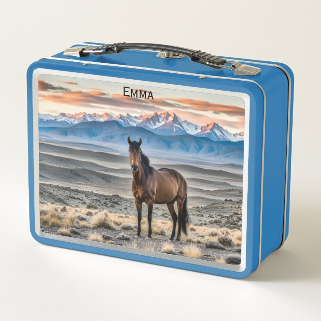 Wild Mustang Kid or Adult Metal Lunch Box (Back)