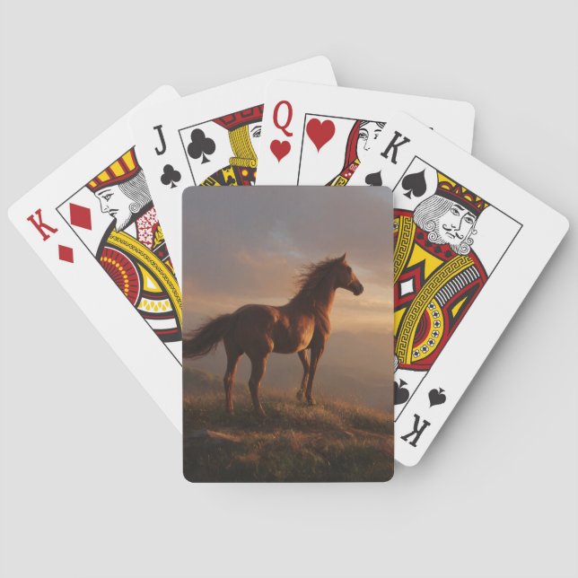 Wild Mustang Watching the Sunset Playing Cards (Back)
