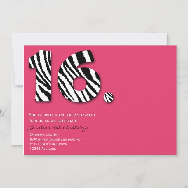 Wild n Sweet 16 Birthday Party Invitation (Front)
