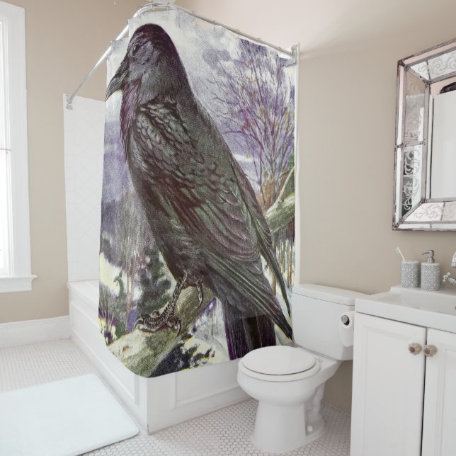 Wild Nature Art - The Raven  Shower Curtain (In Situ)
