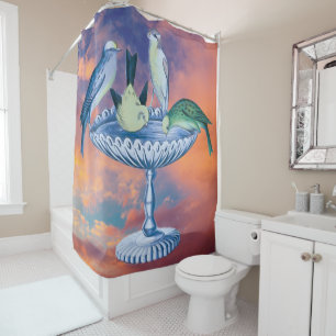 Wild Nature - Birdbath Birds Shower Curtain
