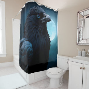 Wild Nature Birds Moon Crow-Raven Shower Curtain