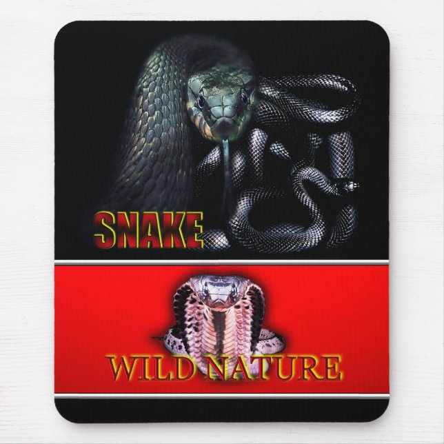 WILD NATURE - black SNAKE design collection Mouse Mat (Front)