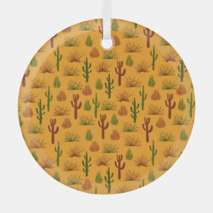 Wild Nature Cactus Bushes Pattern Glass Tree Decoration
