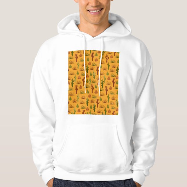 Wild Nature Cactus Bushes Pattern Hoodie (Front)