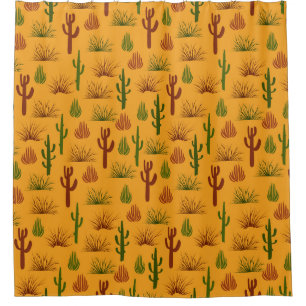 Wild Nature Cactus Bushes Pattern Shower Curtain