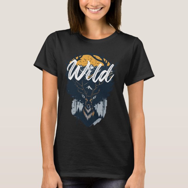 Wild nature deer in the mountain lanscape  T-Shirt (Front)