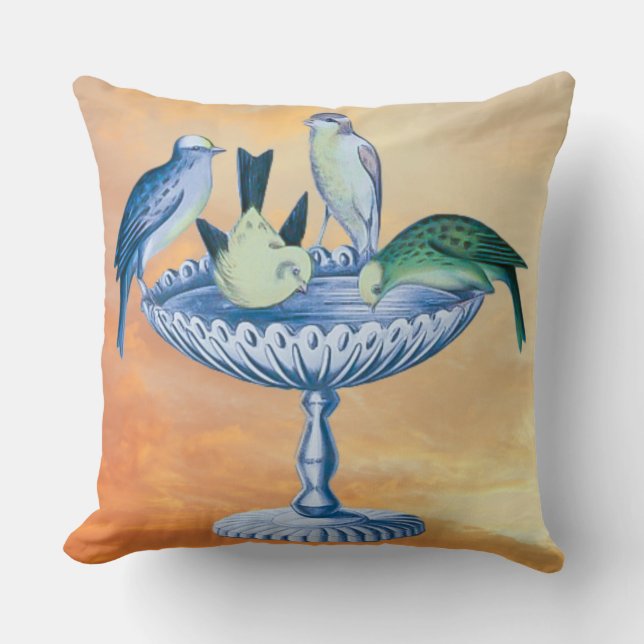 Wild Nature - Garden Birdbath Birds Cushion (Front)