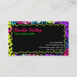 Wild Neon Animal Print Leopard Zebra Business Card