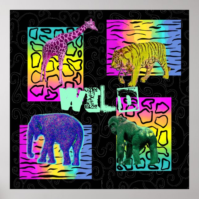 Wild Neon Animals Poster (Front)