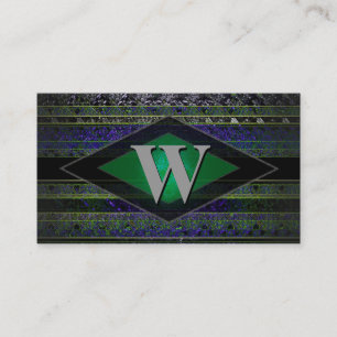 Wild Neon Stripes Monogram Business Cards Template