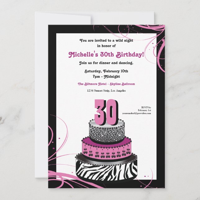 Wild Night Birthday Cake Invitation (Front)
