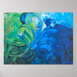 Wild Ocean Deep Blue Sea Abstract Poster