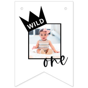 Wild One 1st Birthday 12 Month Photo Banner