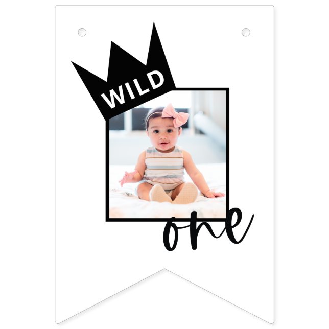 Wild One 1st Birthday 12 Month Photo Banner (First Flag)