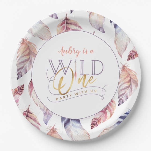wild one 1st birthday birthday party paper plate (Front)