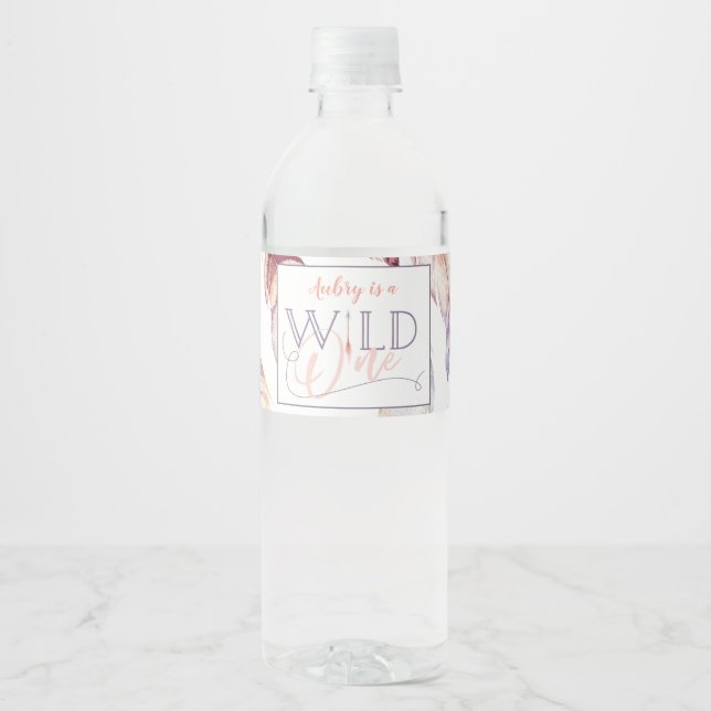 wild one 1st birthday birthday party water bottle label (Front)