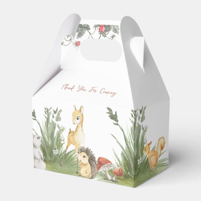 Wild One 1st Birthday Brown Baby Deer & Friends Favour Box (Front Side)