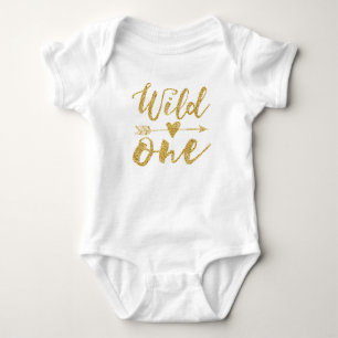 Wild One   1st Birthday Golden Baby Bodysuit