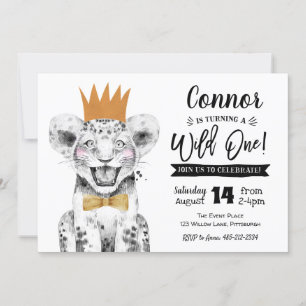 Wild One 1st Birthday Invitation Jungle lion