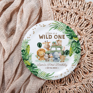 Wild One 1st Birthday Invitation Safari Animals Paper Plate